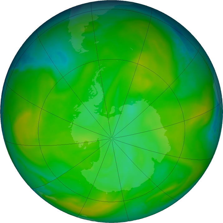 Antarctic ozone map for 03 December 2019